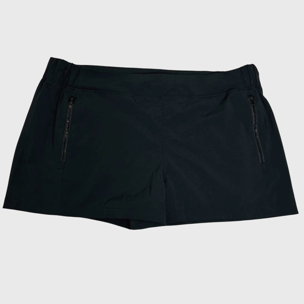 Reel Legends Performance Black Active Shorts Womens Large Zipper Pockets